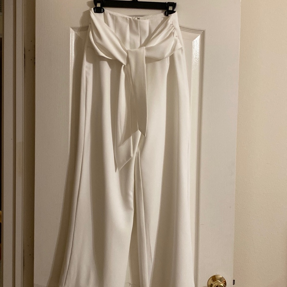 Jordayn tie waist pants in white